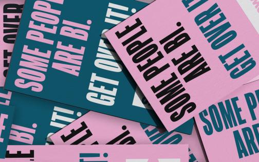 Stickers that read Some People are Bi. Get over it!